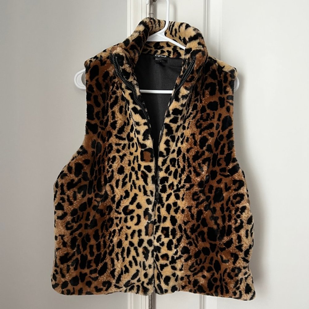 Cejon Faux Cheetah Print Vest Size L